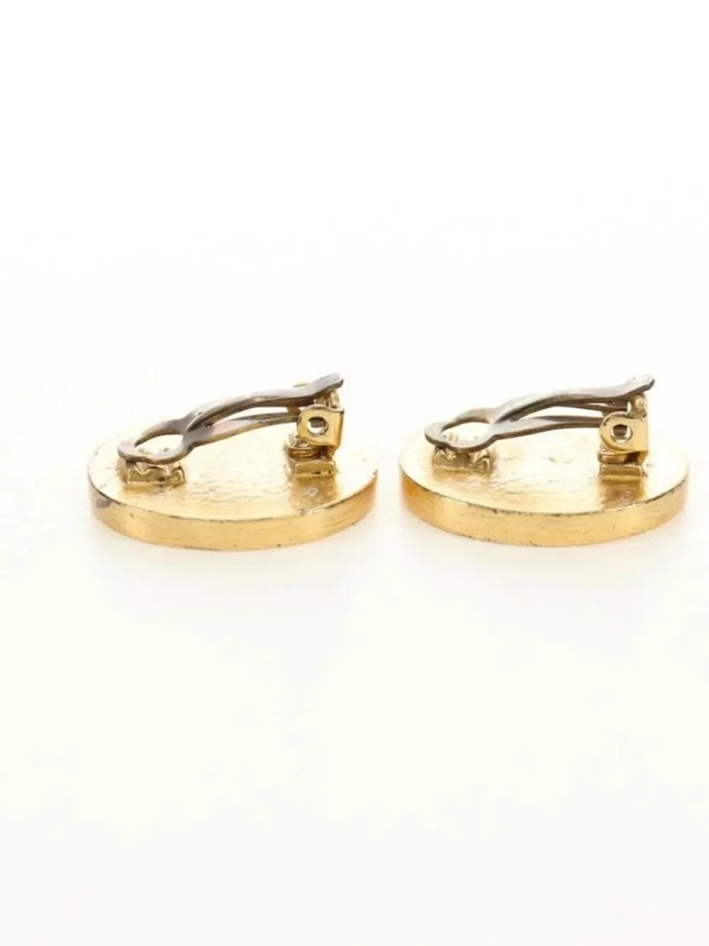 CHANEL Earring metal Gold Tone CC Auth 180939M